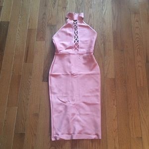 House of CB Bandage Dress in deep blush.